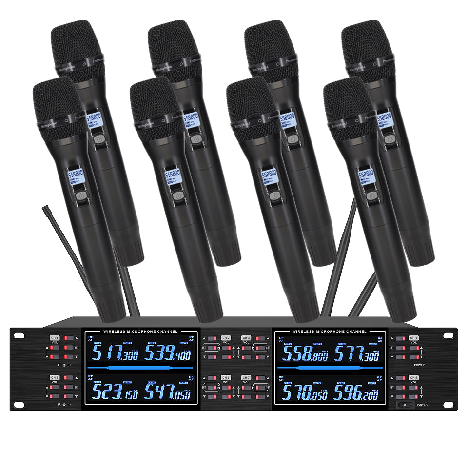 ERZHEN 8-Channel | Wireless Microphone | UHF Wireless Microphone #U8800