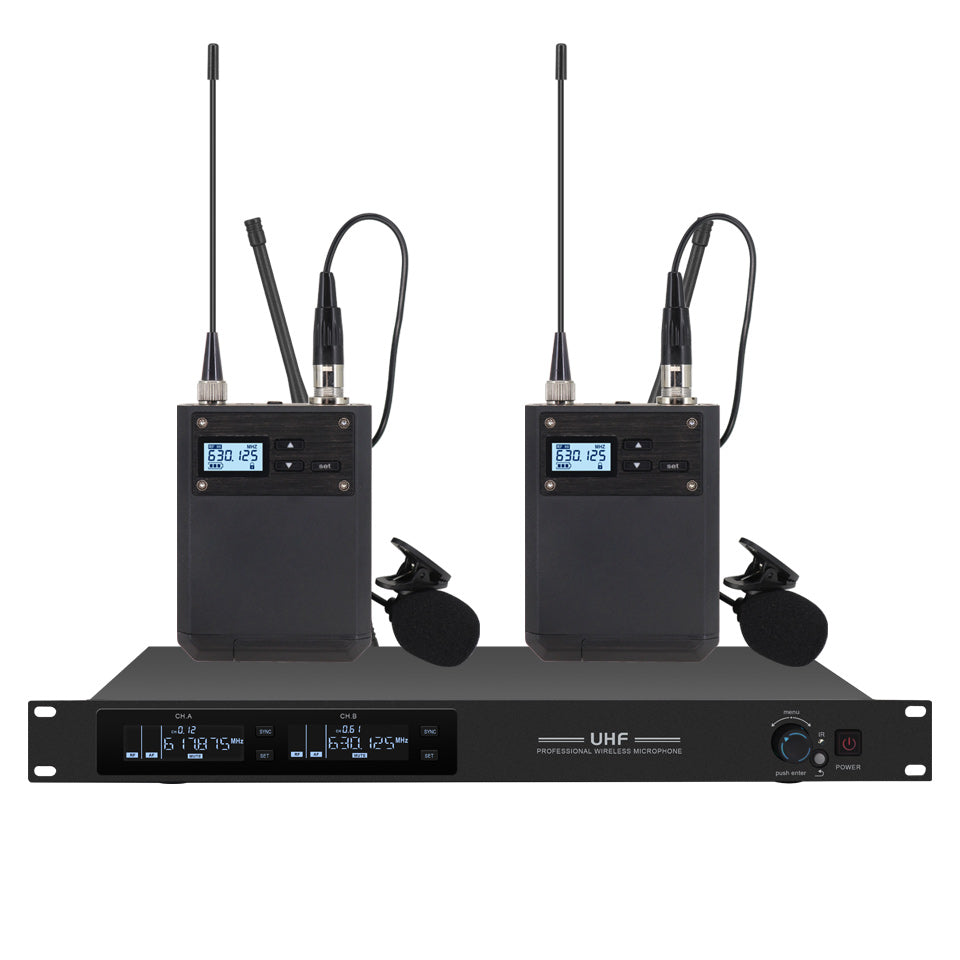 ERZHEN Ultra-High Frequency 2-Channel Wireless Microphone System #U250