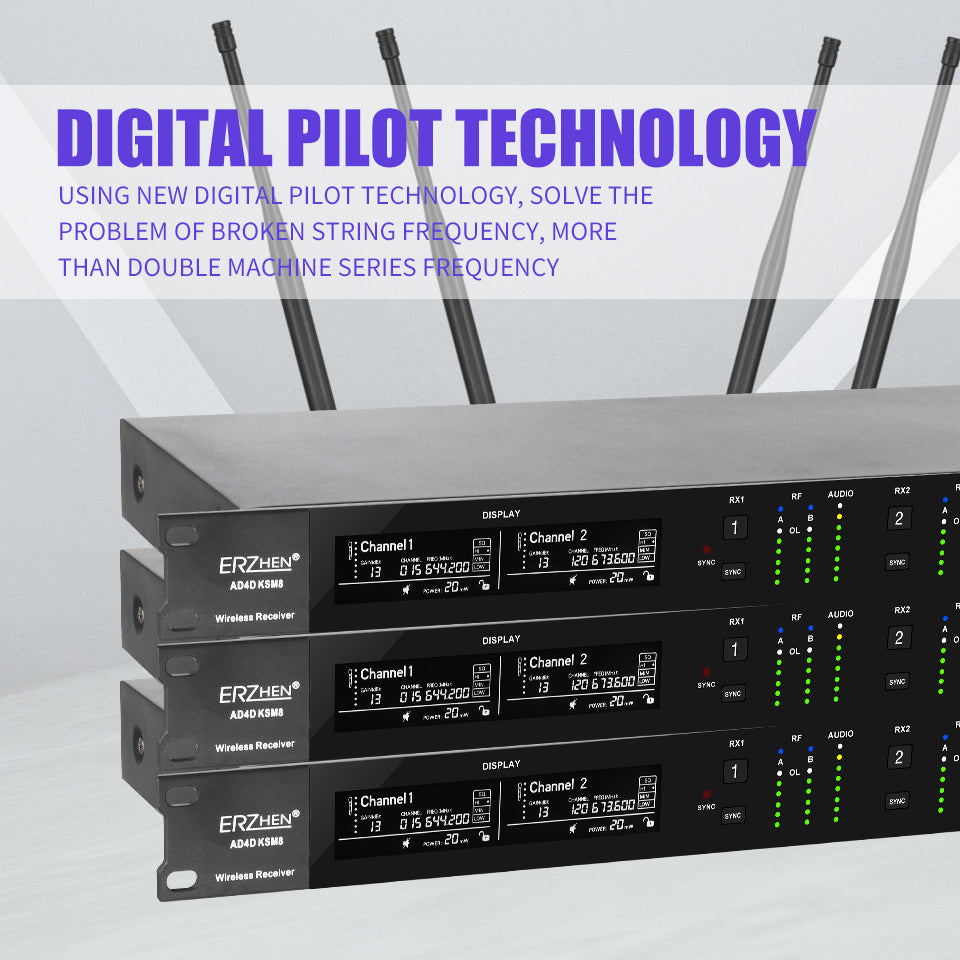ERZHEN Ultra-High Frequency 8-Channel Dynamic Wireless Microphone System #AD4D