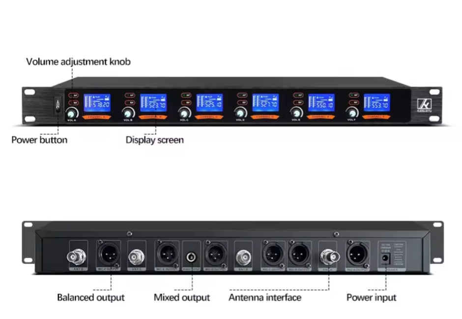 ERZHEN 6-Channel Wireless Microphone System | UHF Wireless Microphone #620