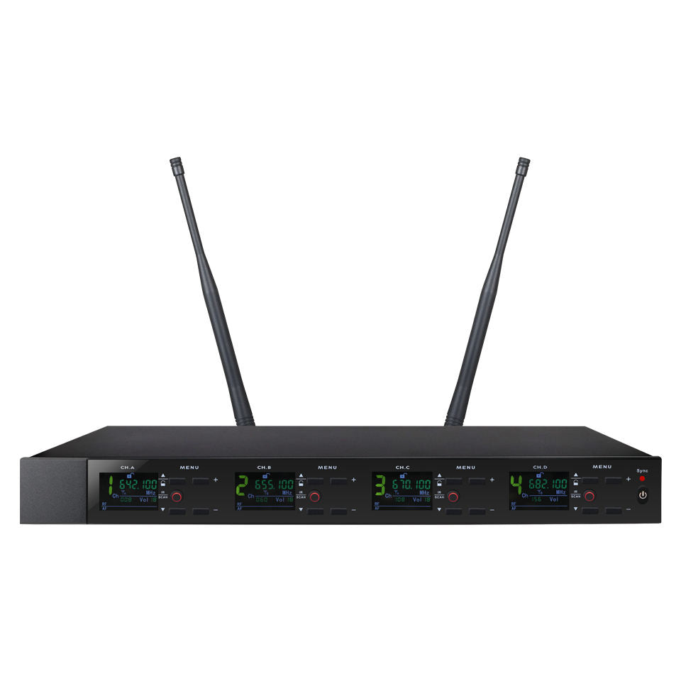ERZHEN UHF High-End 4-Channel Wireless Microphone System #RT404
