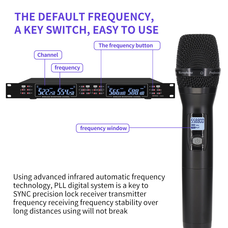 ERZHEN 4-Channel | Wireless Microphone | UHF Wireless Microphone #RT478