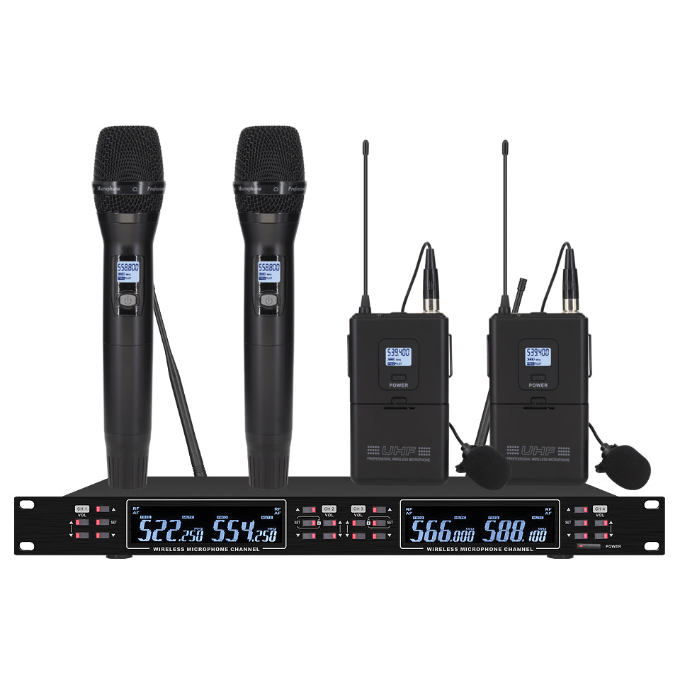 ERZHEN 4-Channel | Wireless Microphone | UHF Wireless Microphone #RT478