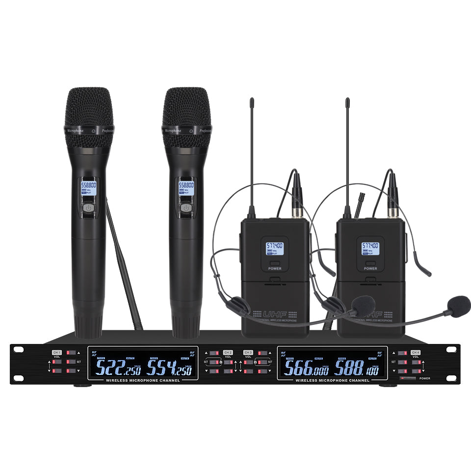 ERZHEN 4-Channel | Wireless Microphone | UHF Wireless Microphone #RT478