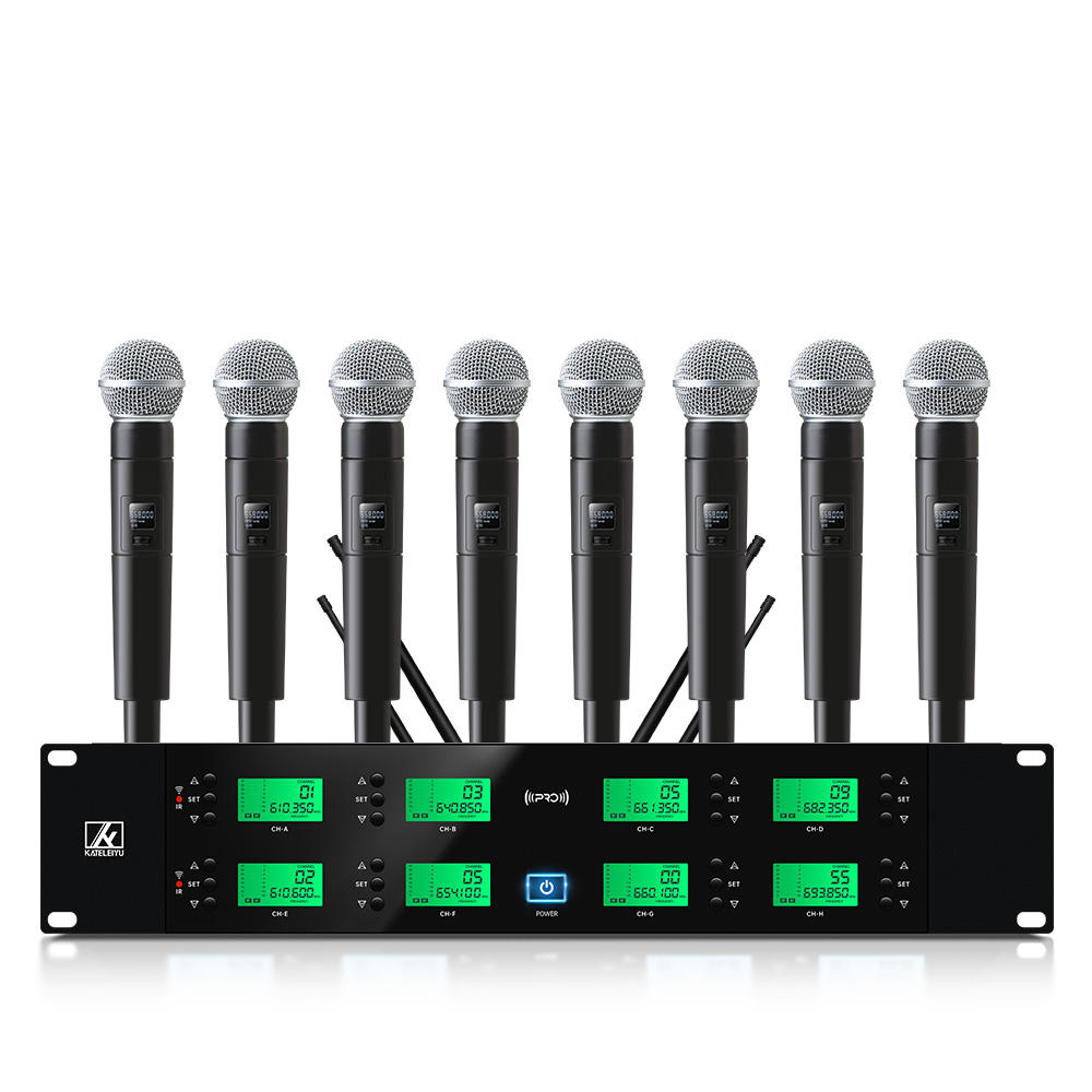 ERZHEN UHF 8-Channel Handheld Wireless Microphone System For Stage Bands #A8000