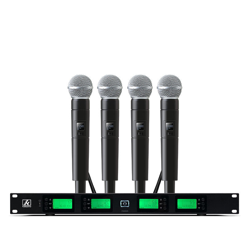ERZHEN 4-Channel Ultra-High Frequency Wireless Microphone System For Karaoke #A4000
