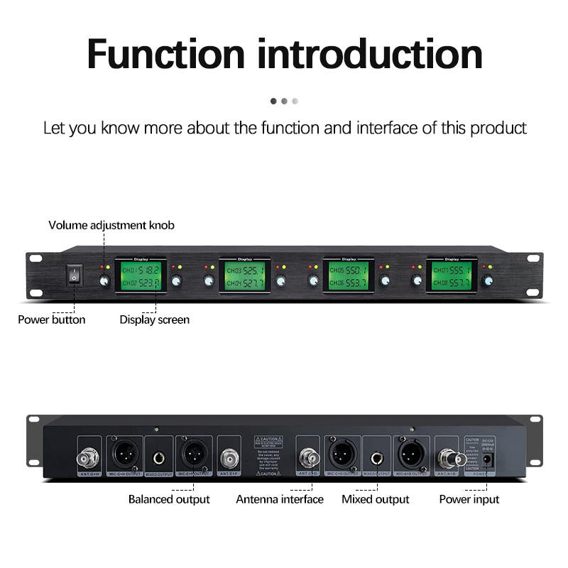 ERZHEN 8-Channel Wireless Microphone System | UHF Wireless Microphone #808