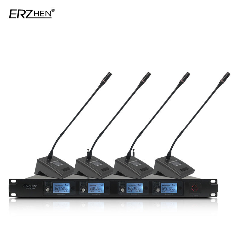 ERZHEN Wireless Conference System 4-Channel UHF Office Meeting Microphone #420